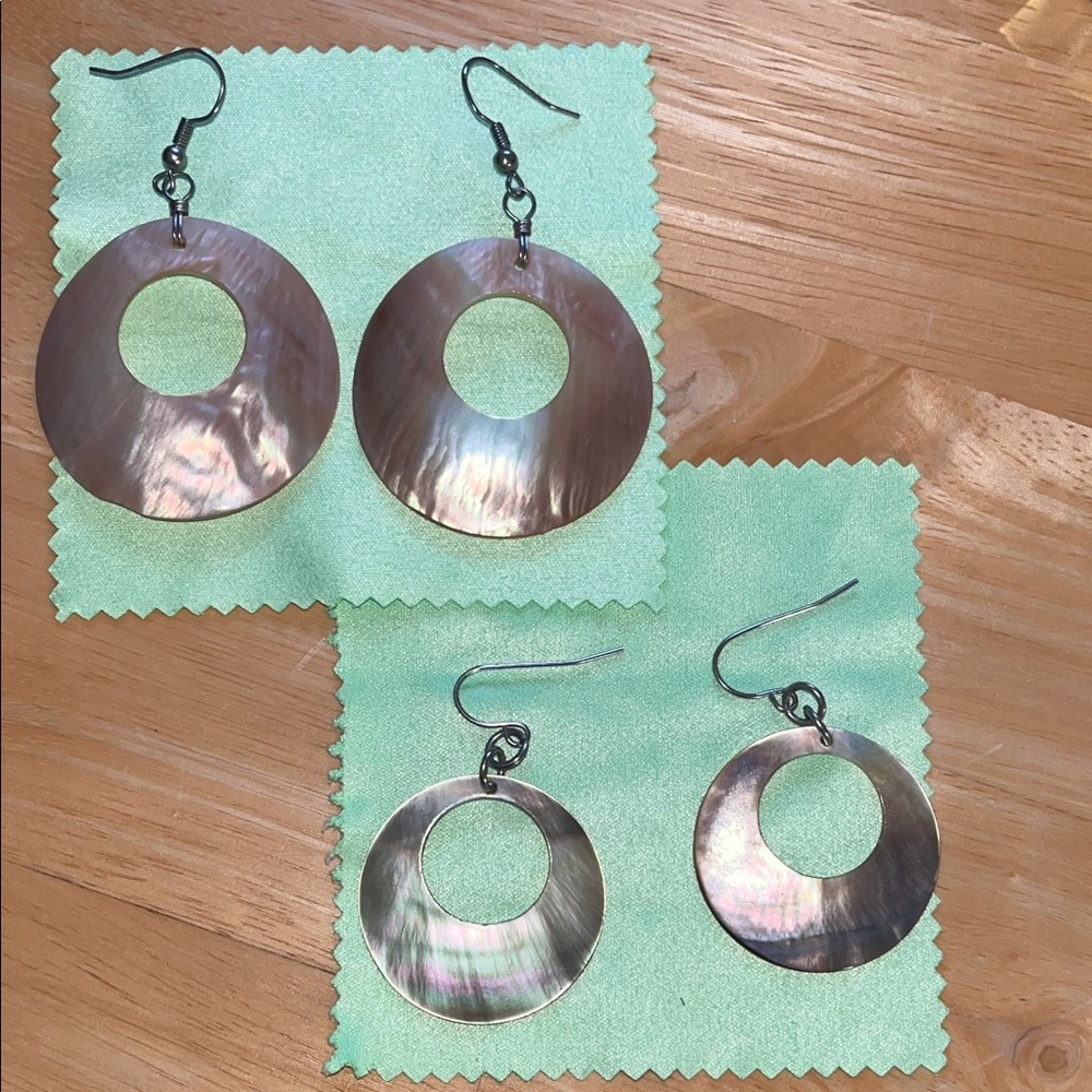Two pairs of iridescent shell Earrings